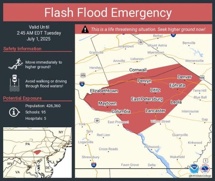 Flash Flood Emergency Strikes Lancaster, Pennsylvania: A Community Under Water